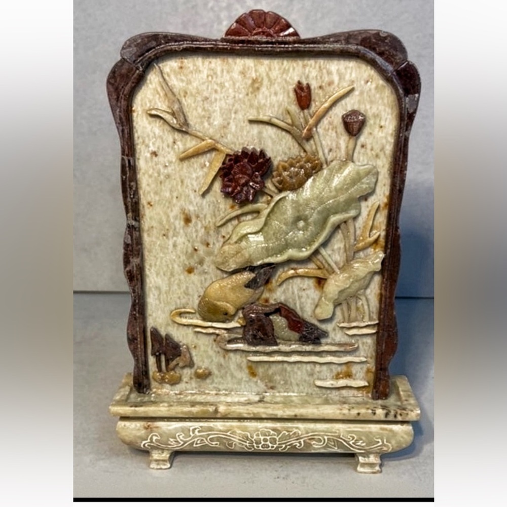 Chinese Soapstone Overlay Panel